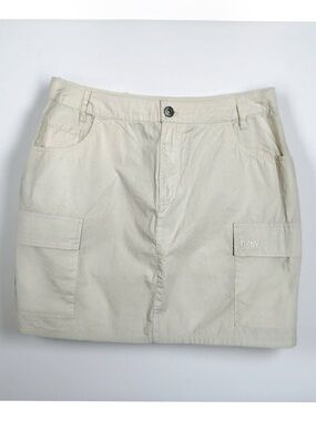 DKNY Jeans Cargo Cream Multi-Pockets Cotton Mini Skirt--NWT--8